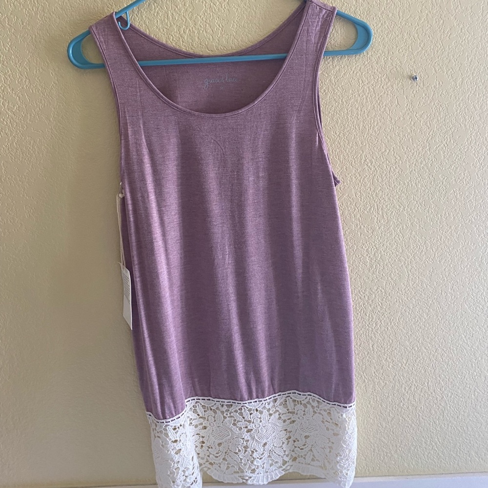 NWT longer tank with lace bottom